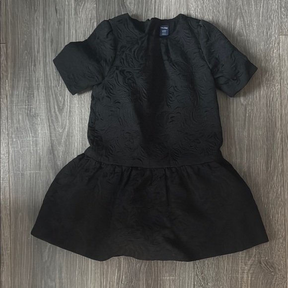 Black Pleated A-Line Dress with Crew Neck - Picture 1 of 5